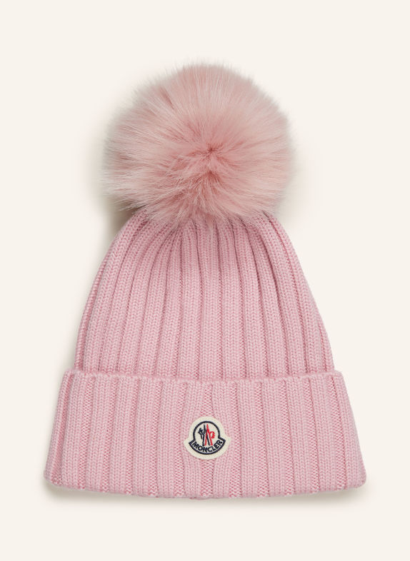 MONCLER Hat with faux fur PINK