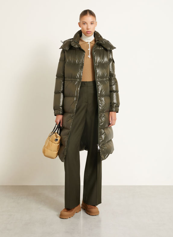 MONCLER Płaszcz puchowy CAVETTAZ z odpinanym kapturem KHAKI