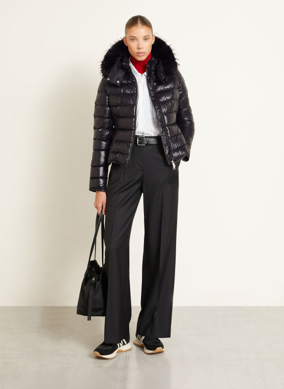 MONCLER Daunenjacke BADYEFFE mit abnehmbarem Kunstfell SCHWARZ