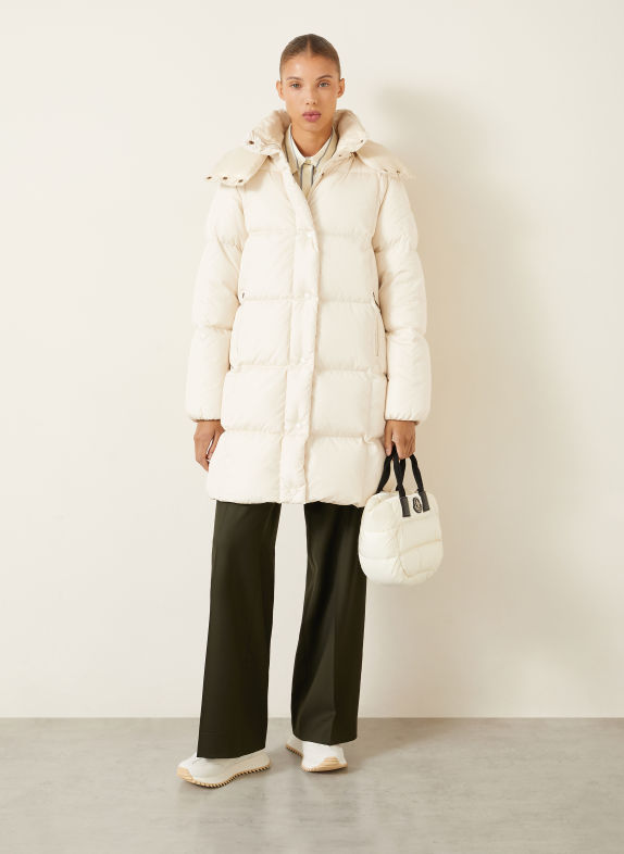 MONCLER Daunenmantel LITTE mit abnehmbarer Kapuze CREME