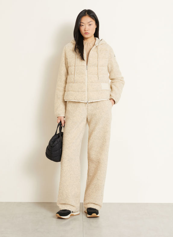 MONCLER Down jacket made of teddy fur CREAM