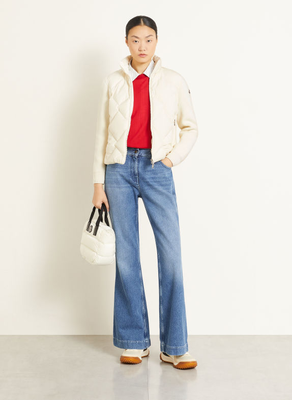 MONCLER Strickjacke im Materialmix CREME