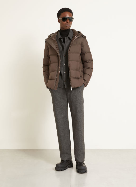 MONCLER Péřové bundy ORVELLE HNĚDÁ
