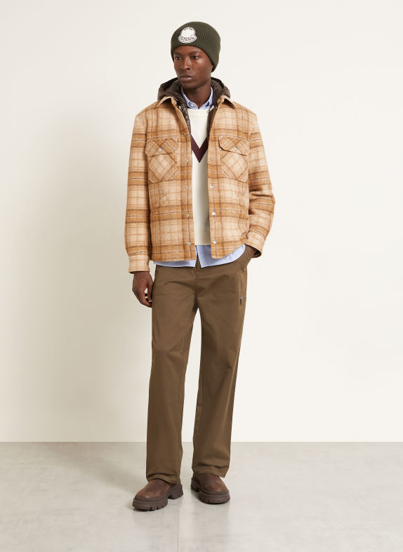 MONCLER NYVALIN 2-in-1 Down jacket CAMEL / DARK BROWN / CREAM
