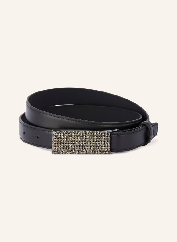 LUISA CERANO Leather belt with gemstones BLACK
