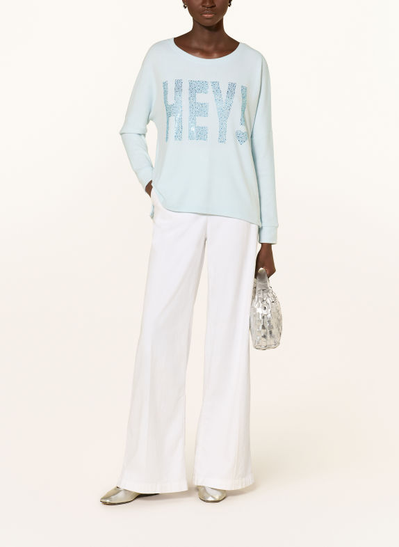 miss goodlife Pull oversize orné de pierres décoratives BLEU CLAIR