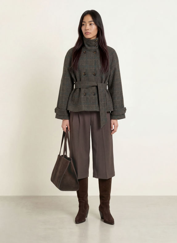 NEO NOIR MUNET-cabanjas van tweed MARRON FONCÉ / LICHTBRUIN / PETROL