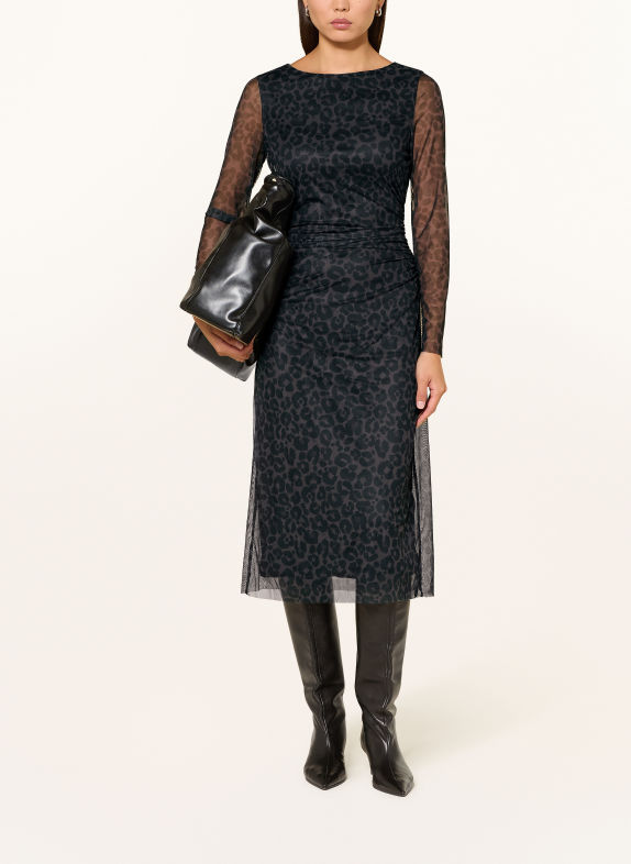 oui Mesh-Kleid DUNKELBRAUN / SCHWARZ