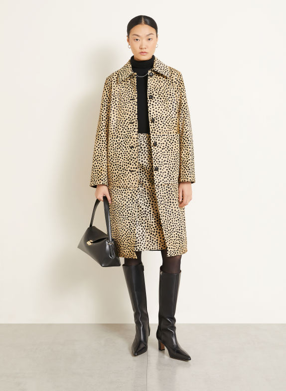 RÓHE Leather coat BEIGE / BLACK