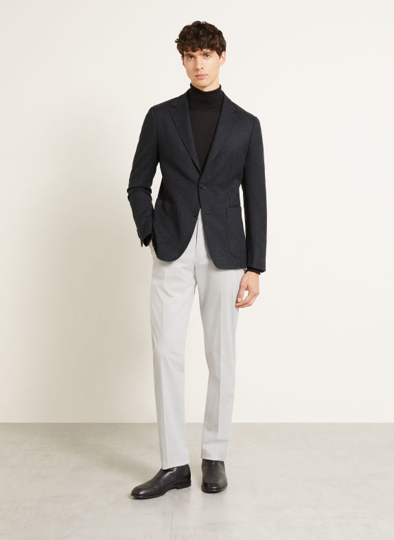 ZEGNA Veste en flanelle coupe extra slim GRIS FONCÉ
