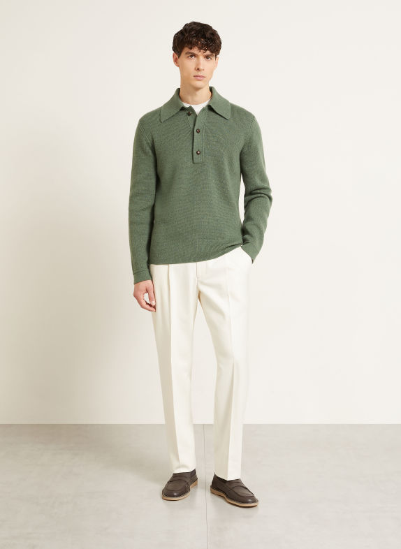 ZEGNA Koszulka polo z dzianiny z kaszmiru ZIELONY