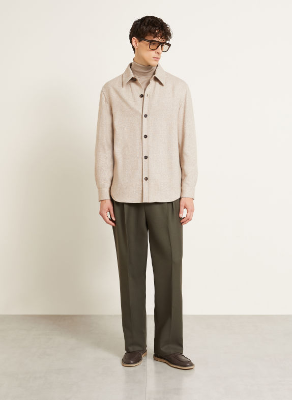 ZEGNA Overshirt with cashmere and silk BEIGE / WHITE