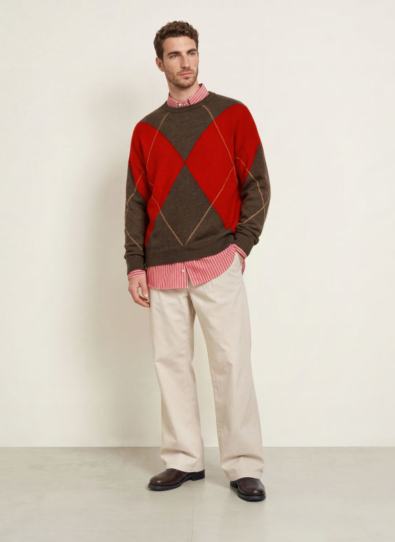 DRYKORN NEELIO Sweater with Alpaca RED / LIGHT BROWN / BROWN