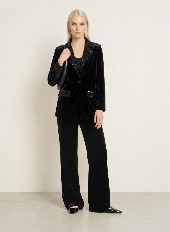 miss goodlife Fluwelen blazer met pailletten ZWART