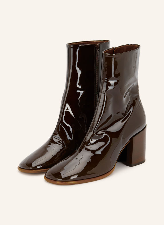 DRIES VAN NOTEN Lackstiefeletten DUNKELBRAUN