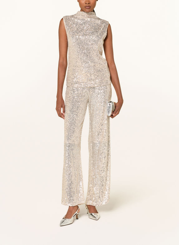 MRS & HUGS Pantalon palazzo à paillettes ARGENT