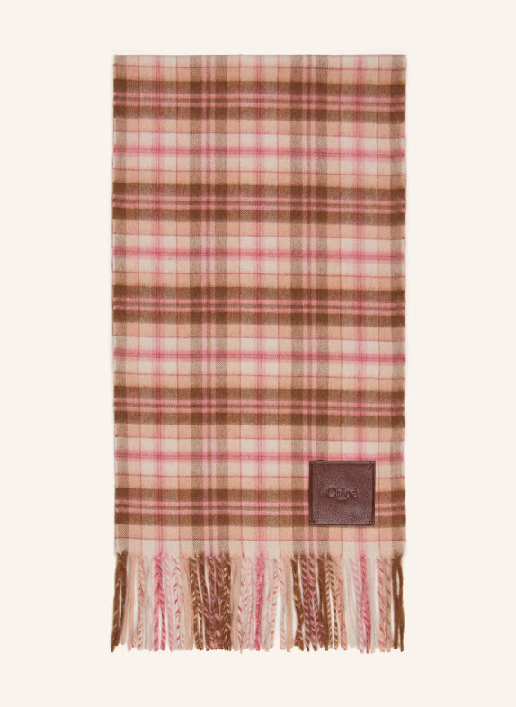 Chloé Écharpe en cachemire HIGHLANDER ROSE FUCHSIA / MARRON / BEIGE