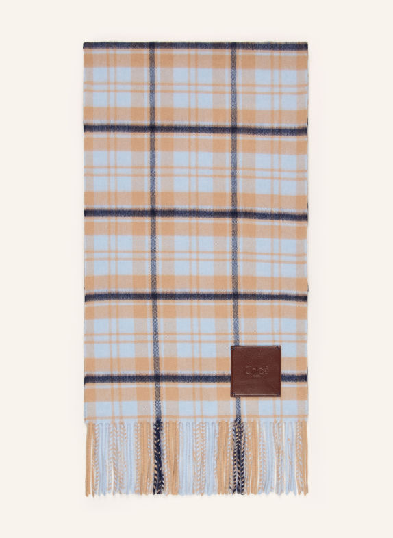Chloé Écharpe en cachemire HIGHLANDING BLEU CLAIR / BEIGE / BLEU FONCÉ