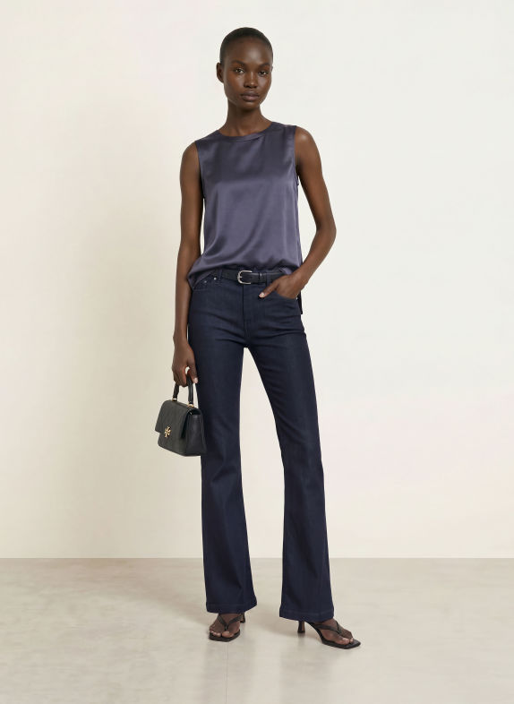 lilienfels Blouse sans manches en soie BLEU FONCÉ