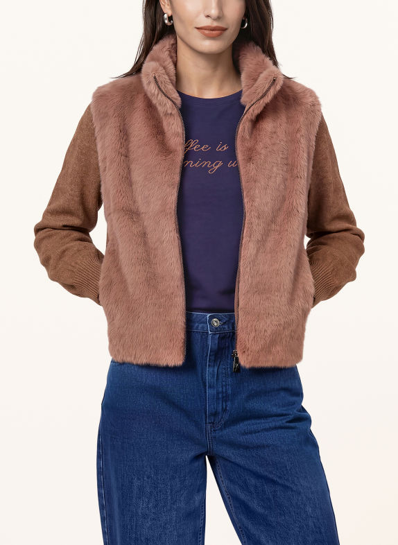 monari Strickjacke mit Kunstfell BRAUN