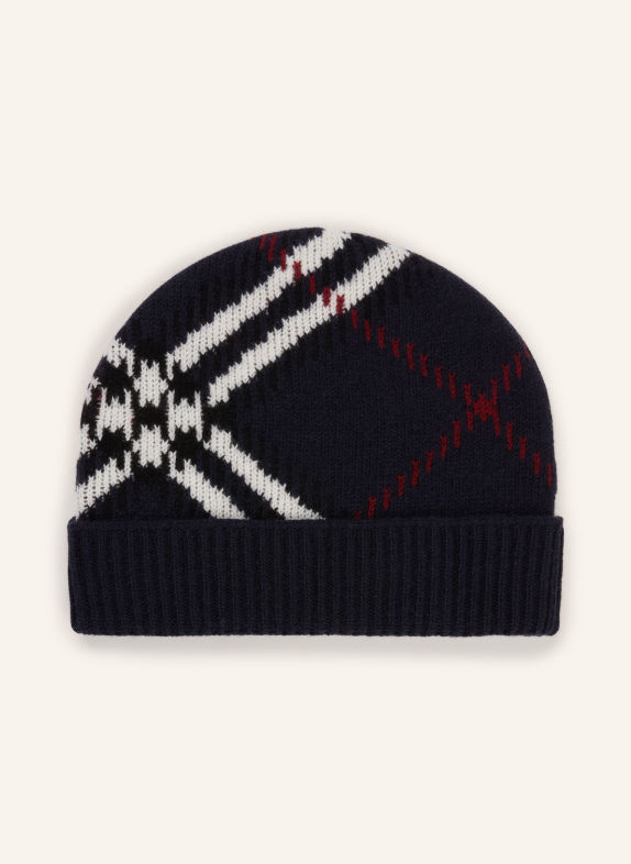 BURBERRY Cashmere Hat DARK BLUE / DARK RED / WHITE