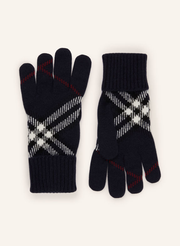BURBERRY Gloves with cashmere DARK BLUE / DARK RED / WHITE