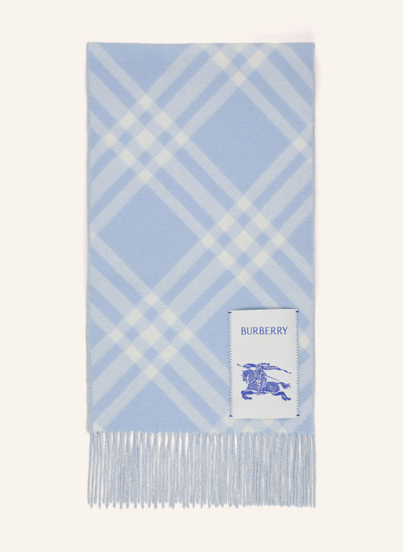 BURBERRY Kashmir-halstørklæde LYSEBLÅ / HVID