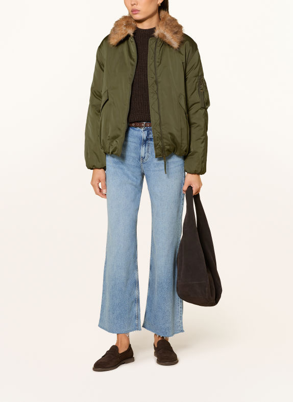 s.Oliver Blouson met afneembare kunstbontvoering OLIJF / BEIGE