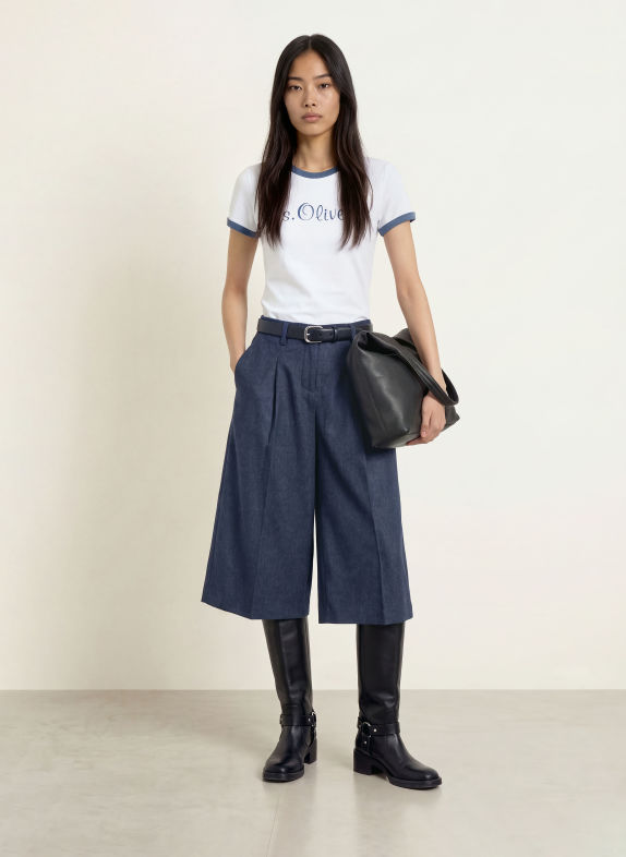 s.Oliver T-Shirt WEISS / BLAU