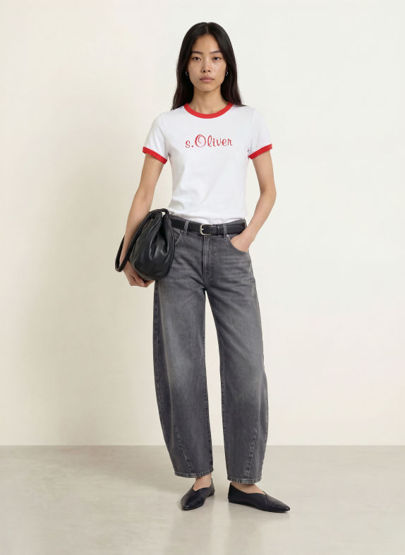 s.Oliver T-Shirt WEISS / ROT