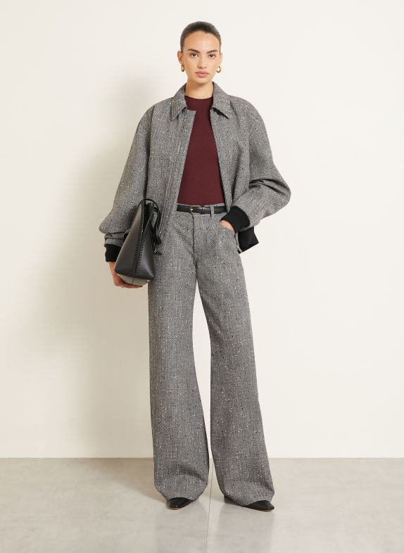 ARMARIUM Marlenehose LUKE aus Tweed GRAU / WEISS