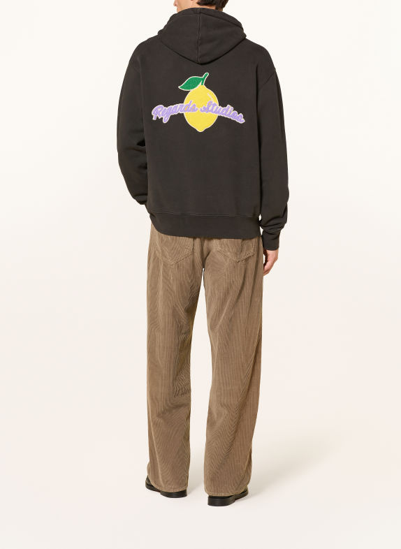 REGARDS Hoodie DUNKELBRAUN / LILA / NEONGELB