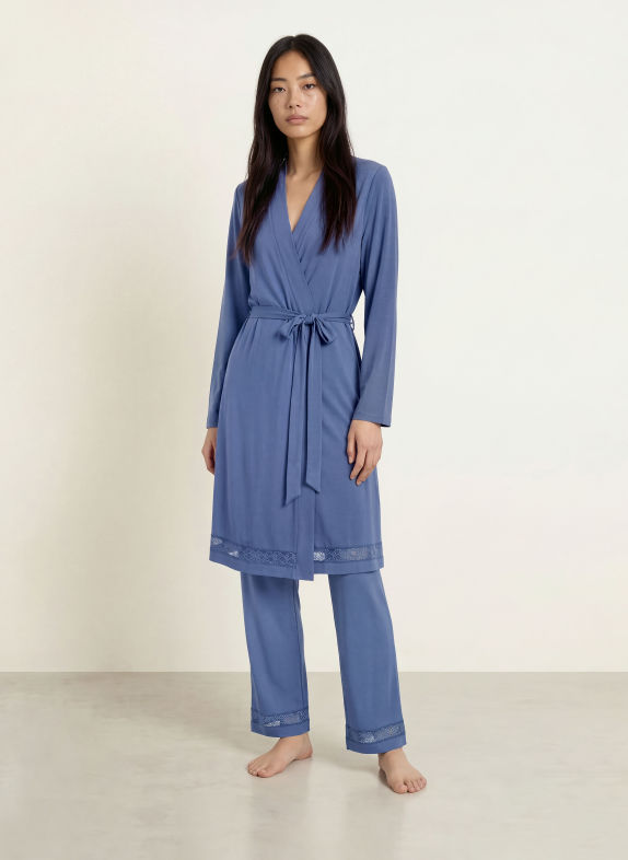 Triumph Robe de chambre pour femme COMFORT ALLURE BLEU GRIS