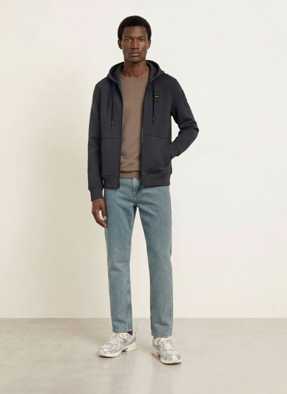 Blauer Sweatvest COLBY ZWART