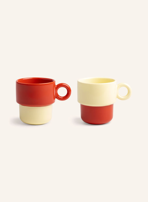 &k amsterdam Set of 2 CHIQUITO mugs with handles DARK ORANGE / YELLOW