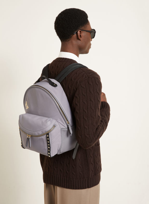 VALENTINO GARAVANI Sac à dos STUD UP avec rivets GRIS / OR / NOIR