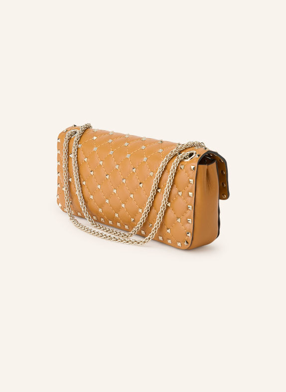 VALENTINO GARAVANI Sac épaule ROCKSTUD SPIKE avec rivets COGNAC / OR