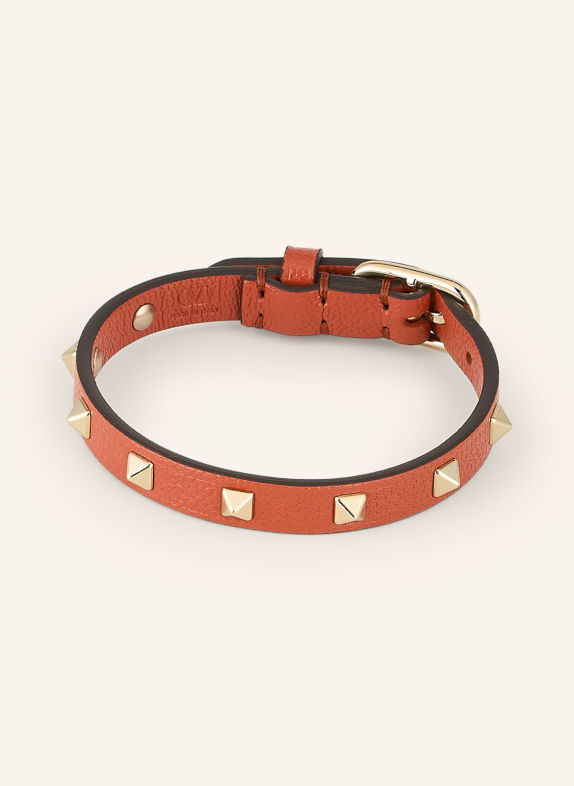 VALENTINO GARAVANI Lederarmband ROCKSTUD SPIKE ROT / GOLD