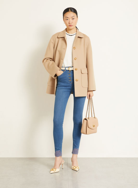 VALENTINO Skinny jeans met kant 558 MEDIUM BLUE DENIM