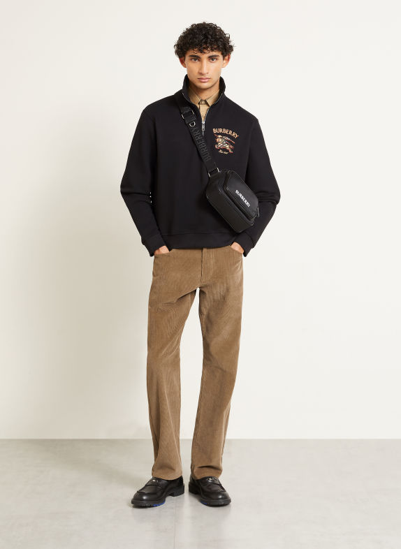 BURBERRY JACOB Half-zip sweatshirt BLACK / LIGHT BROWN / RED