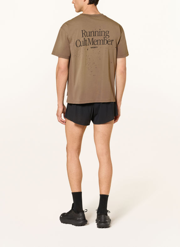 SATISFY MOTHTECH Running Shirt OLIVE / WHITE
