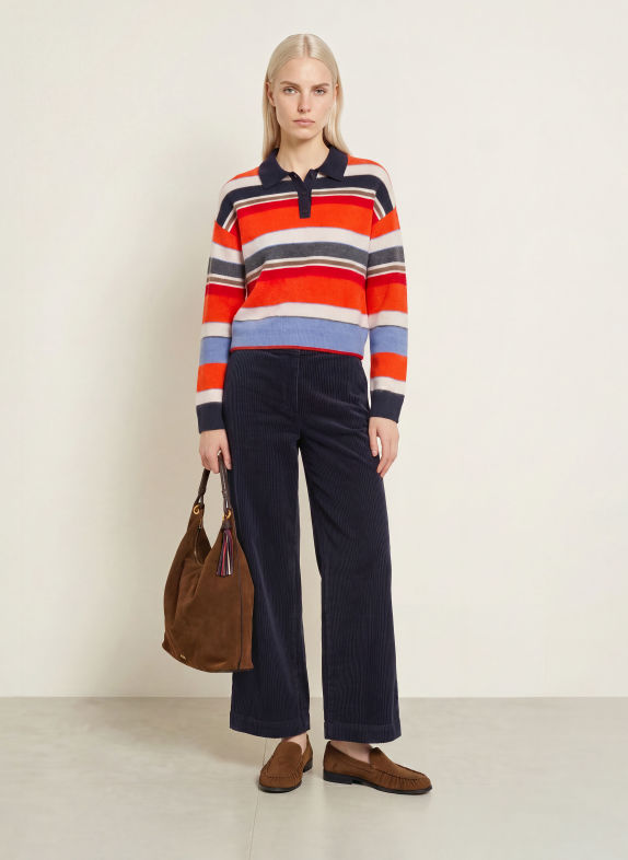 Marc O'Polo Strick-Poloshirt ORANGE / ROT / WEISS