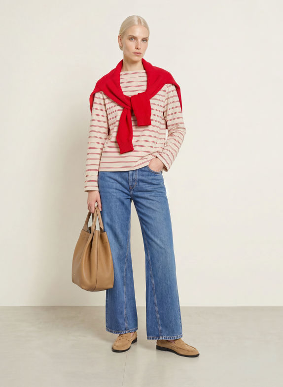 Marc O'Polo Sweatshirt ECRU / DUNKELROT