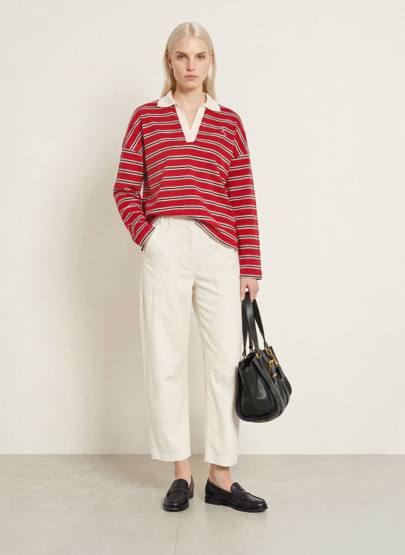 Marc O'Polo Longsleeve ROT / DUNKELBRAUN / WEISS