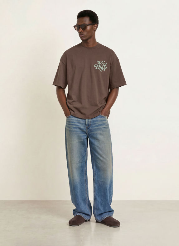 WRSTBHVR REED V3 T-shirt DARK BROWN / BLUE GRAY