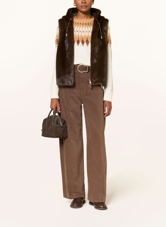 mabrun FANTASY Faux Fur Vest DARK BROWN