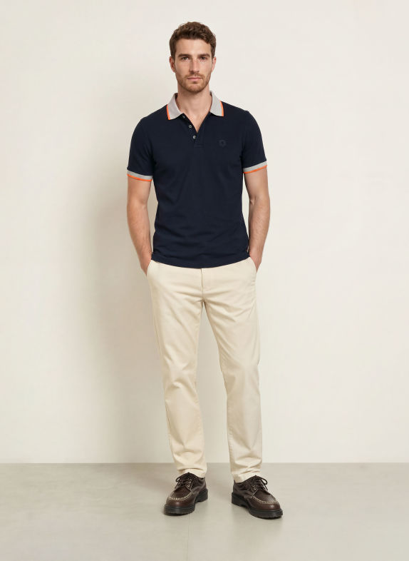 WELLENSTEYN Tricou polo din țesătură piqué COMBUGREEN ALBASTRU ÎNCHIS / GRI DESCHIS / PORTOCALIU NEON
