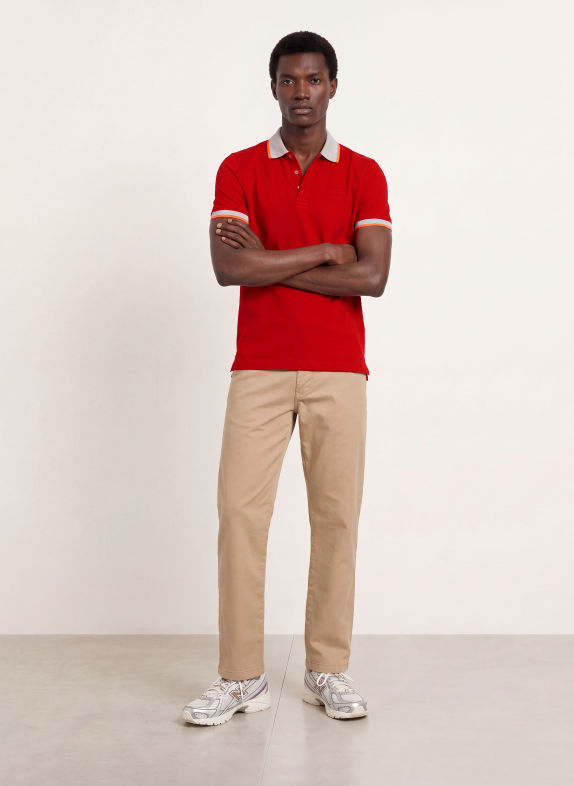 WELLENSTEYN Tricou polo din țesătură piqué COMBUGREEN ROȘU / GRI DESCHIS / PORTOCALIU NEON