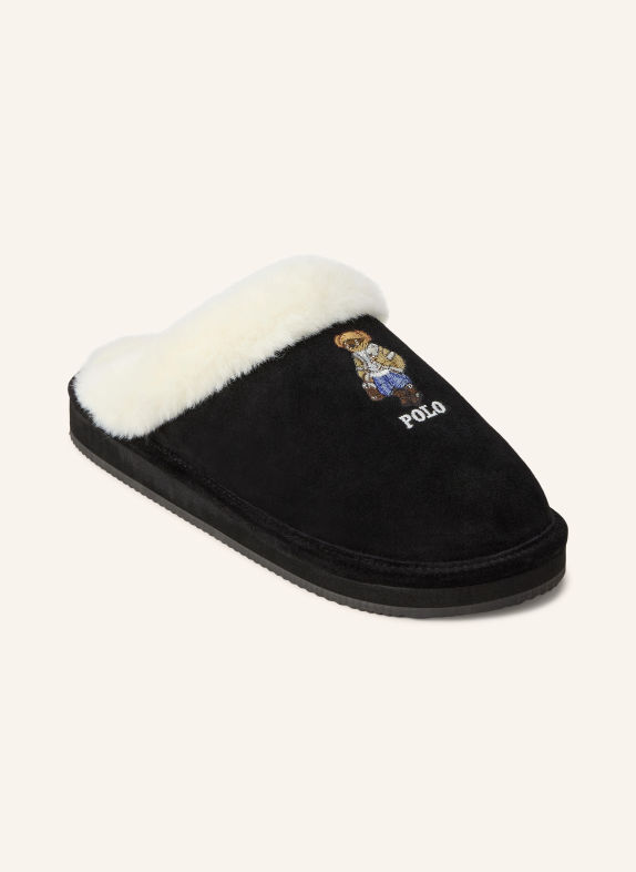 POLO RALPH LAUREN KAYLEIGH Slippers BLACK / WHITE