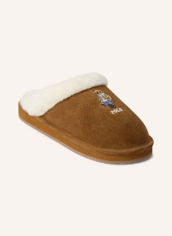 POLO RALPH LAUREN KAYLEIGH Slippers BROWN / WHITE